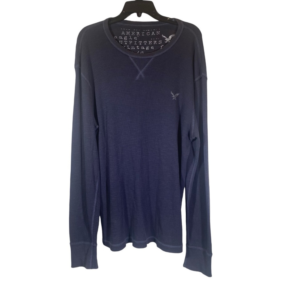 AEO American Eagle Outfitters Blue men sz L thermal long sleeve crew neck shirt